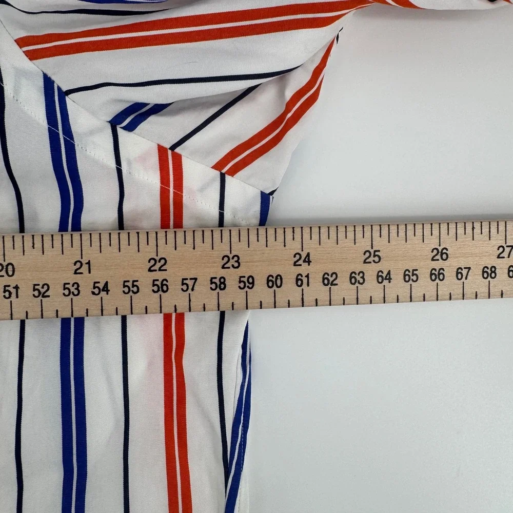 Ralph Lauren Mens Custom Fit Striped Button Down Shirt White Red Blue Large